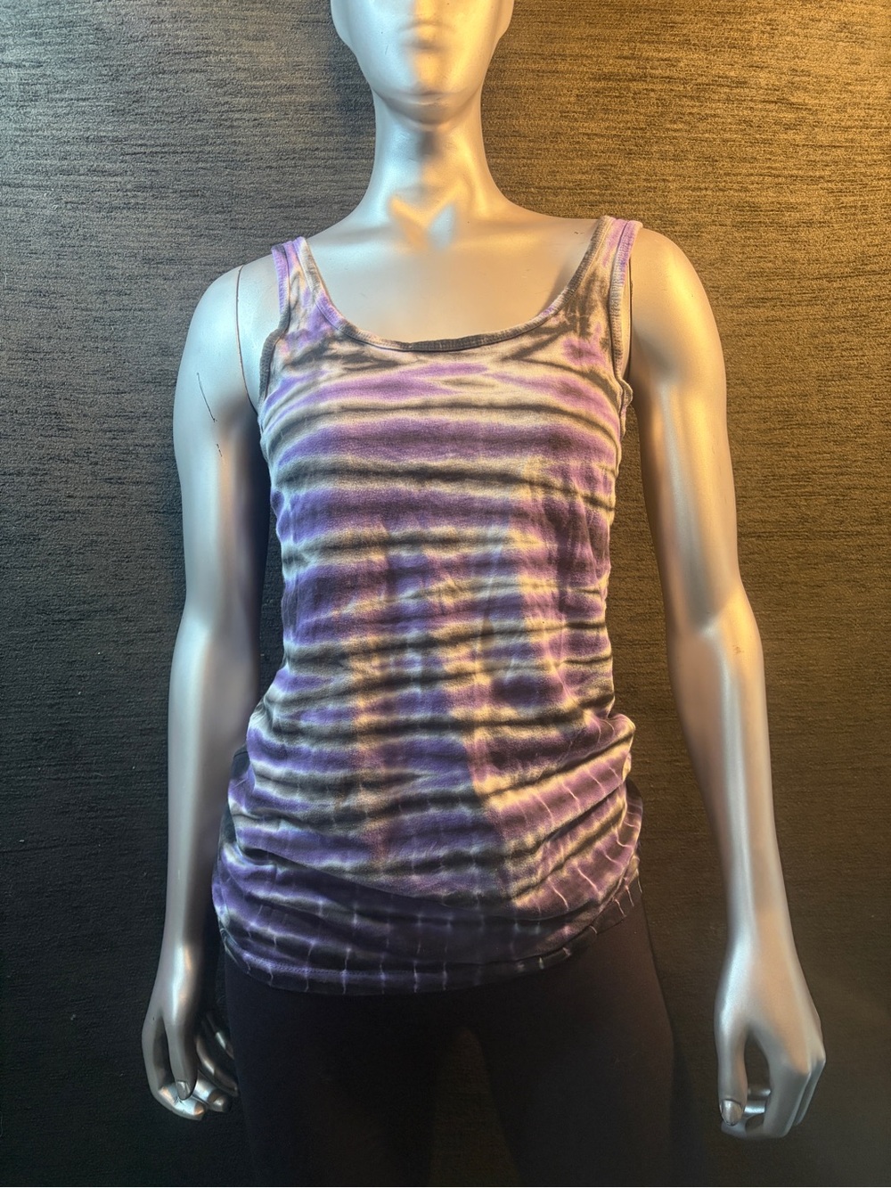 Stranded Purple and White Tie-Dye Scoop Neck Tank